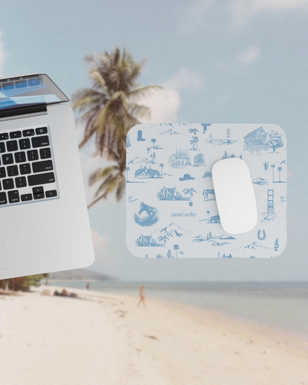 Mouse Pad - Light Blue Coastal Cowboy® Toile
