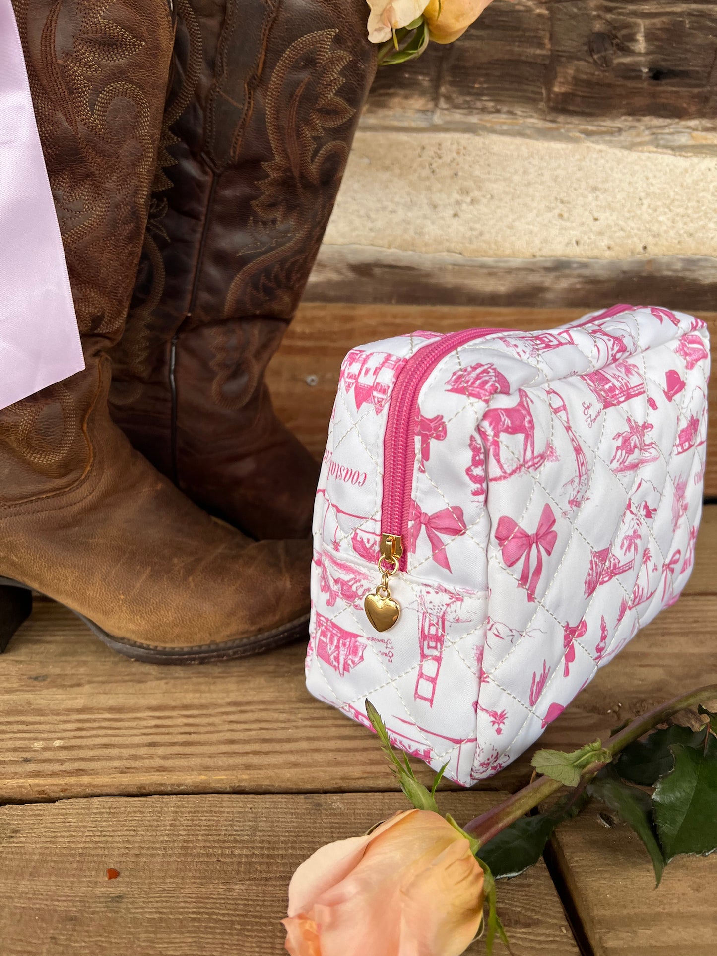 Pink Toile Cosmetic Bag