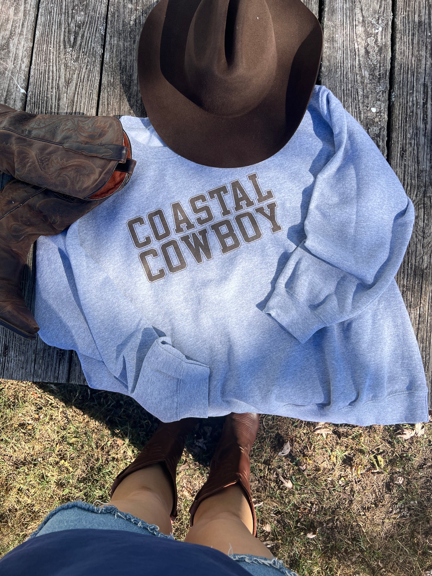 Barn Gray / Brown Varsity Crewneck