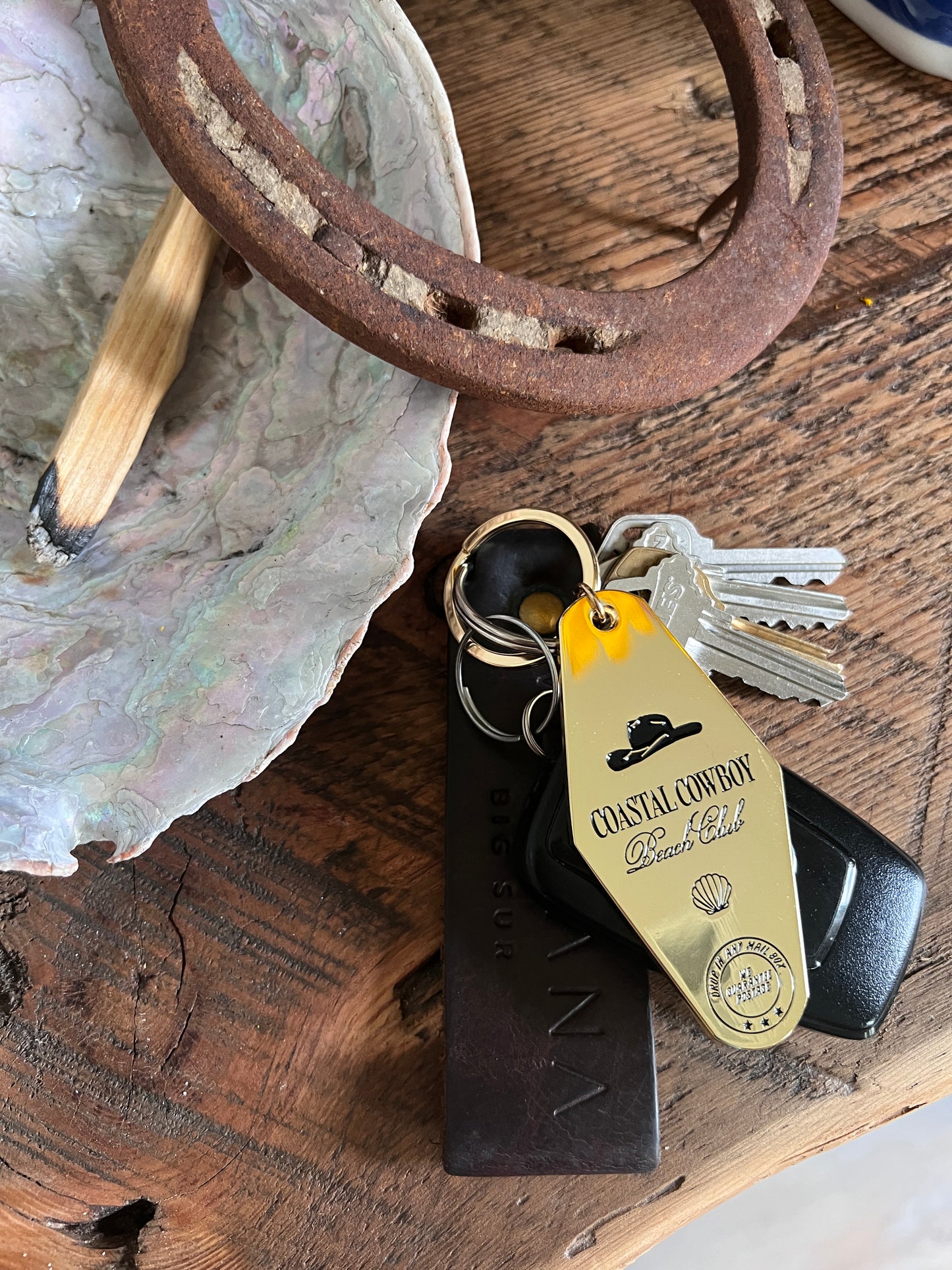 Gold Coastal Cowboy Beach Club Motel Keychain