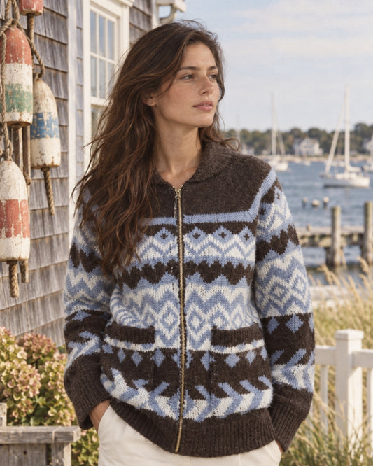 Cape Cod Zip-Up Knit Cardigan