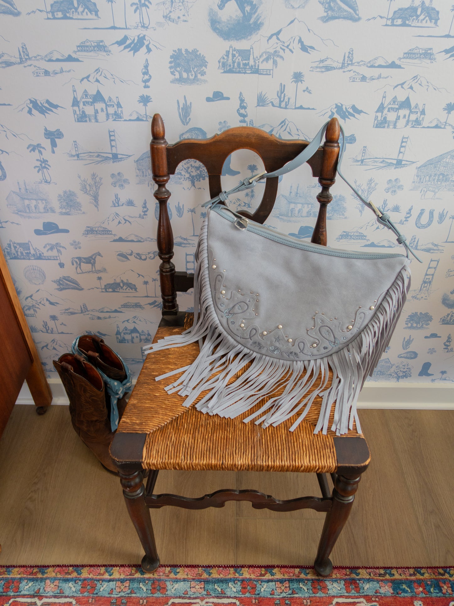 Blue Fringe Bag