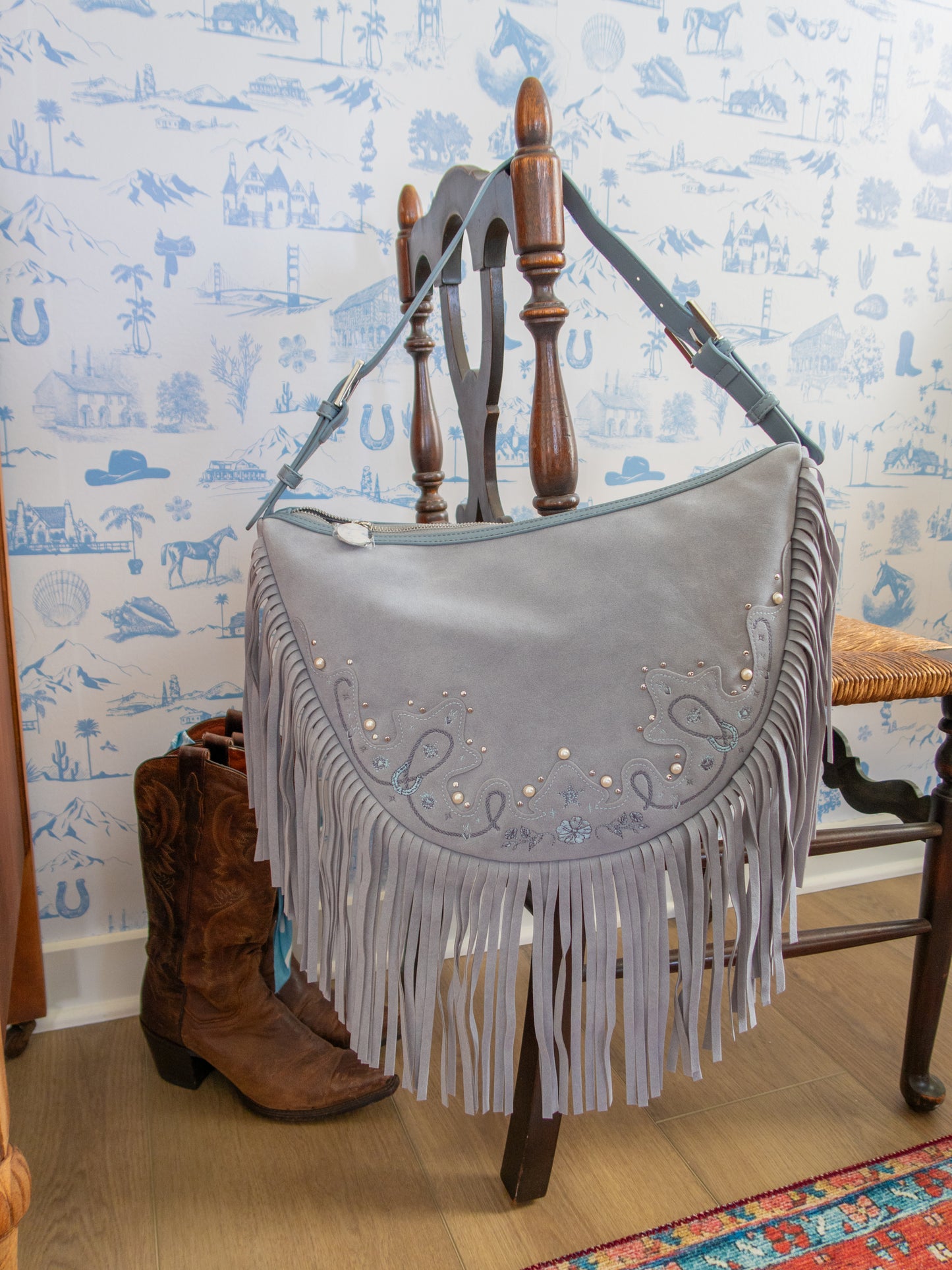Blue Fringe Bag