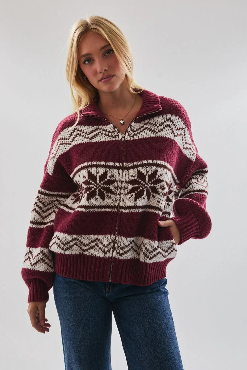 Fair Isle Zip Sweater